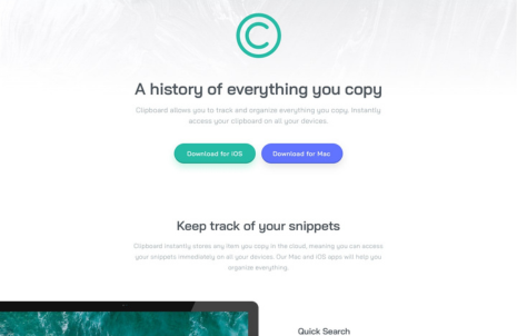 Clipboard landing page